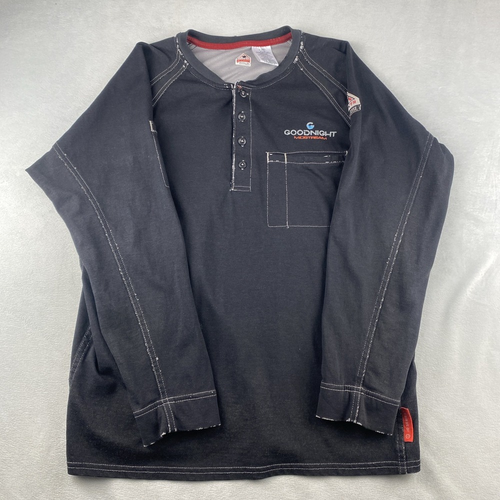 Bulwark FR IQ Series Henley‎ Shirt Medium Black CAT2 2112 Westex Workwear